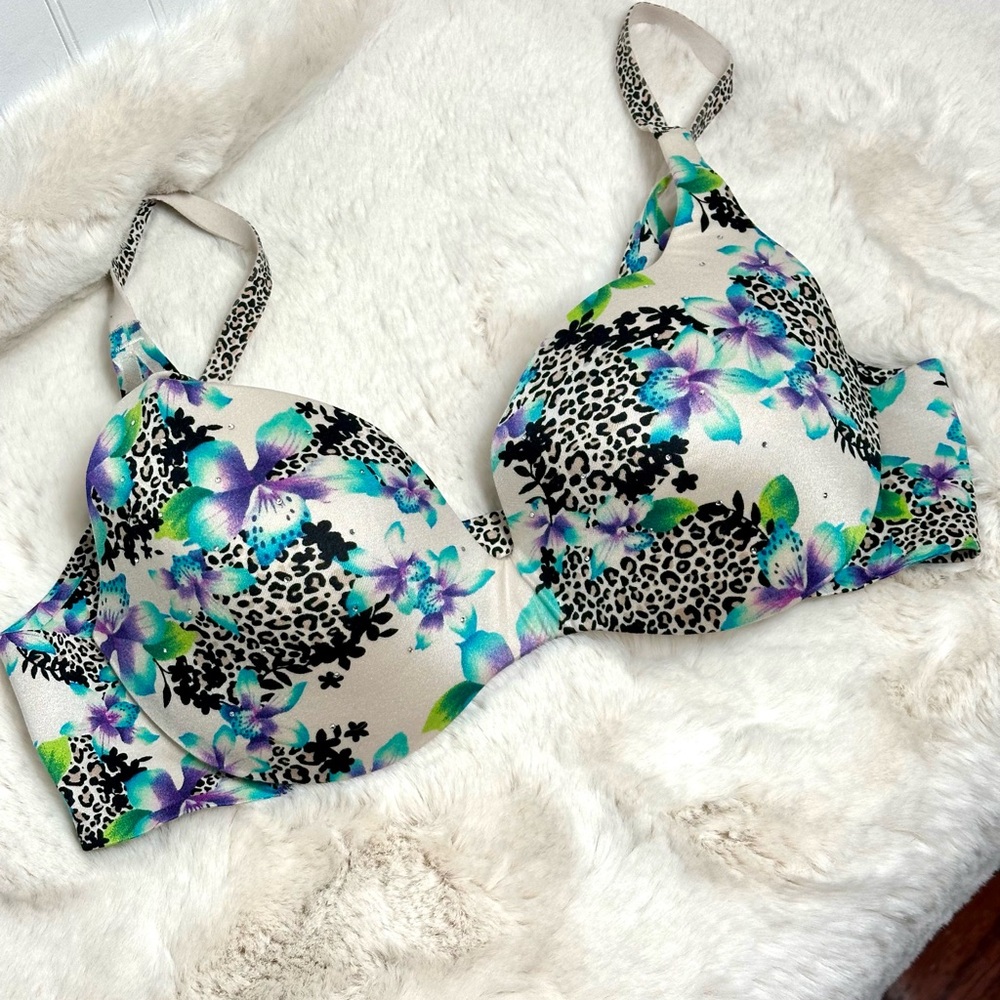 Victoria’s Secret Vibrant Floral and Leopard Print Bra